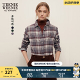 Teenie Weenie小熊长袖衬衫女秋冬休闲知识分子格纹衬衣上衣女 灰色 S (160)