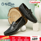 金利来（goldlion）男鞋豆豆鞋春夏季皮鞋男时尚男士皮鞋商务休闲鞋柔软乐福鞋男 黑色（偏大一码） 39