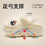 QYCKABY足弓支撑洞洞鞋女款2025夏季新款外穿eva防滑防臭增高厚底凉拖鞋 米白【米黑煤球9颗】 37-38 标准码（内长240MM）