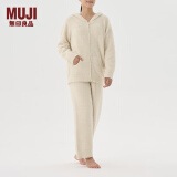 无印良品（MUJI）女式 发热毛毛纱家居连帽开衫 女士睡衣上衣单件家居服秋冬季保暖 米色 S-M (160/84A)