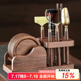 尚言坊胡桃实木茶道六君子套装家用客厅杯垫养壶笔茶勺茶桌配件用品大全