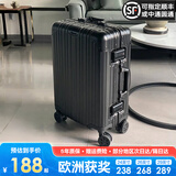 EAZZ【一体铝框｜退换免费】行李箱铝镁合金拉杆箱旅行箱登机密码皮箱 高端 铝框-黑色 22英寸 短中途 出差旅行