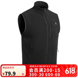 迪卡侬男士秋冬马甲MH120户外保暖摇粒绒拉链背心黑色2XL 1406398