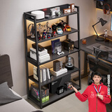 耐家（Naijia）书架置物架落地卧室家用多层储物铁艺收纳展示客厅梯形架子 【五层层间加高】黑色-60cm