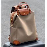 LASSIE VAGARY高级感双肩包通勤电脑包旅行轻便大容量尼龙背包商务出差包书包女 卡其色