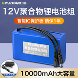 德力普（Delipow）12v锂电池大容量锂离子聚合物锂电池组带显示屏移动电源太阳能灯音响监控设备24V可充电方形电池 12V 10000毫安【送2A充电器】