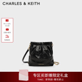 CHARLES&KEITH迷你菱格流浪包单肩斜挎双肩包包女包生日520礼物CK2-60782390 Black黑色 S
