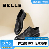 百丽布洛克正装皮鞋男鞋增高大码德比鞋商务皮鞋10822CM8 黑色-布洛克款 40 (250mm)