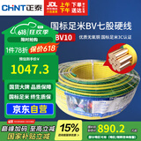 正泰（CHNT）电线电缆电源线铜芯家用电线 国标七股硬线地线10平方BV100米双色
