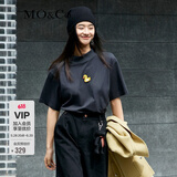 MO&Co.冬季卡通刺绣小黄鸭高领T恤 摩安珂萌宠部落moco 古堡灰色 M