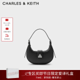 CHARLES&KEITH三角扣新月包腋下包单肩包包女包女友生日母亲节礼物CK2-50271205 Noir黑色 S
