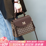 MK女包轻奢包包女包新款单肩包女士手提包百搭斜挎包送女友520礼物 咖啡色 精美礼盒包装
