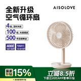 SOLOVE素乐F21桌面风扇可摇头空气循环扇便携式USB充电夏季家用办公室空调伴侣户外台式大风力小电扇 杏