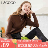 lagogo多巴胺多色修身软糯针织衫女拉谷谷2024冬新款半高领打底衫 深咖啡(U0) M 160/38