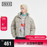 英克斯（inxx）卢昱晓同款 Standby  时尚潮牌异质拼接羽绒服情侣短外套面包服 灰色 M