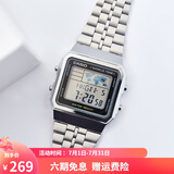 卡西欧（CASIO）手表 经典方块小金表时尚ins复古男表女表情侣表夜光电子表 A500WA-1D 34mm男款