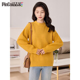 品彩针织衫女圆领学院风套头毛衣纯色宽松外穿时尚气质上衣 P137Z3276