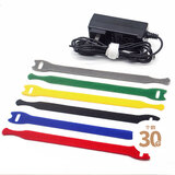 侑家良品【30条】电源线魔术贴扎带 自粘式数据线收纳扣粘扣理线带 6色