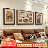 瑞尚（RUISHANG） 北欧客厅装饰画轻奢沙发背景墙挂画简约墙上壁画餐厅玄关墙画 福禄发财 左右40*60+中间80*60晶瓷面金框