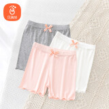 贝瑞加（Babyprints）女童打底裤3条中大童安全裤弹力莫代尔保险裤防走光 粉白灰140