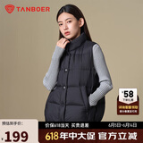 坦博尔羽绒服马甲女立领宽松短款外搭羽绒背心外套TD336006 黑色 170 