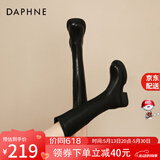 达芙妮（DAPHNE）厚底靴子女长筒靴2025新款秋冬季复古百搭高跟增高抗寒学生瘦瘦靴 黑色 37