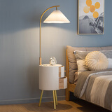 朵斯（DUOSI）落地灯客厅卧室床头柜灯手机无线充电实木茶几抽屉北欧轻奢立式灯 白色款-无手机充电功能 暖光