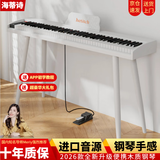 海蒂诗电钢琴便携式88键重锤初学者儿童电子钢琴成人专业电钢考级幼儿 B-101白色-重锤三踏-钛金腿