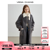 VEGA CHANG毛呢大衣女2024年秋冬新款撞色领显瘦气质羊毛呢大衣 常规 版 L