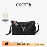 GROTTO个乐黑石包经典大容量植鞣绵羊皮单肩斜挎通勤软包男女款礼物 黑石M（银标）
