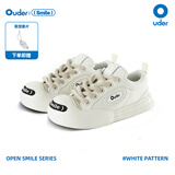 Ouder smiler开口笑帆布鞋 低帮增高厚底大头鞋圆头小白鞋 男女同款 白色 37