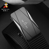 稻草人帆布裤腰带免打孔弹力自动扣编织松紧裤带男潮流松紧百搭军训皮带