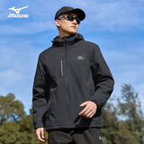美津浓（MIZUNO）户外夹克男连帽梭织透气情侣锋衣加绒加厚加棉外套男上衣