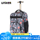 uniker拉杆书包女初高中小学生男大容量双肩背包可登机旅游行李箱包送礼 14231A迷彩橙