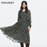 moussy 【刘亦菲同款】南法度假风碎花浪漫优雅连衣裙028ISX33-3711 020黑色 S