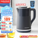 摩飞电器（Morphyrichards）电热水壶烧水壶热水壶 家用恒温水壶1.5L不锈钢304双层防烫实时显温开水壶MR6070灰