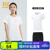 361度运动套装男夏季新款跑步短袖运动服套装基础舒适速干健身训练衣服 【女款】本白/基础黑 L