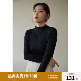 独束大码女装【发热防静电】百搭打底衫女显瘦秋冬新款胖mm针织衫 静谧黑 L