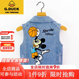 G.DUCKKIDS名品 2024新款男童韩版春秋装坎肩宝宝背心儿童马甲上衣牛仔 篮球米奇(单马甲) 90建议身高85-90厘米