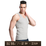 意芬100%纯棉无袖男宽松运动健身汗衫白色内搭打底内衣吊带背心男士 花灰色 XL