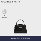 CHARLES&KEITH鳄鱼纹凯莉包手提斜挎婚包包女包生日母亲节礼物CK2-50270880-1 Black黑色 S