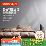 斯诺曼100支贡缎进口95%白鹅绒被羽绒被芯保暖冬被子1.5*2.1m充720g卡其