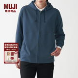 无印良品 MUJI 男女通用 紧密编织毛圈 拉链连帽衫 休闲外套 无性别 卫衣 烟熏蓝色 XXS -XS(150/72A)