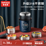 泰福高（TAFUCO）保温饭盒上班族大容量不锈钢学生便当盒保温桶2.3升午夜蓝T6251