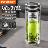 苏泊尔（SUPOR）双层玻璃杯办公泡茶杯男女士茶水分离杯车载水杯子办公泡茶杯子
