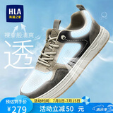 海澜之家HLA男鞋百搭拼色板鞋男透气舒适休闲鞋男 P136 卡其色（网面） 40