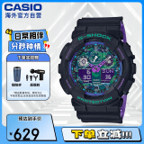 卡西欧（CASIO）G-SHOCK 海洋之心潮流炫色运动双显男表 霓彩武士 GA-100BL-1ADR