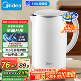 美的（Midea）电水壶热水壶食品级316L不锈钢双层防烫烧水壶 1.7L自动智能断电开水壶SH17M301PRO