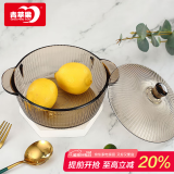 青苹果 玻璃碗和面盆欧式沙果盘拉碗加厚大号汤碗打蛋碗盆厨房洗菜 茶色竖纹玻璃煲1000ml
