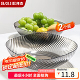 拜杰水果盘零食盘家用果盘客厅干果盘托盘糖果坚果盘透明黑2只装